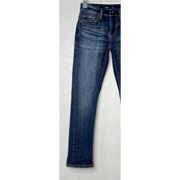 BKE Alec Jeans Buckle Sz 25x30 (27”L) Dark Wash With Fading Straight - Picture 4 of 14